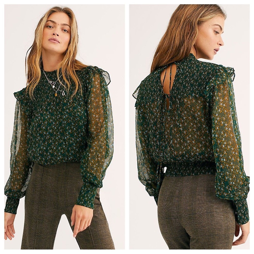 NWOT Free People Roma Floral Blouse